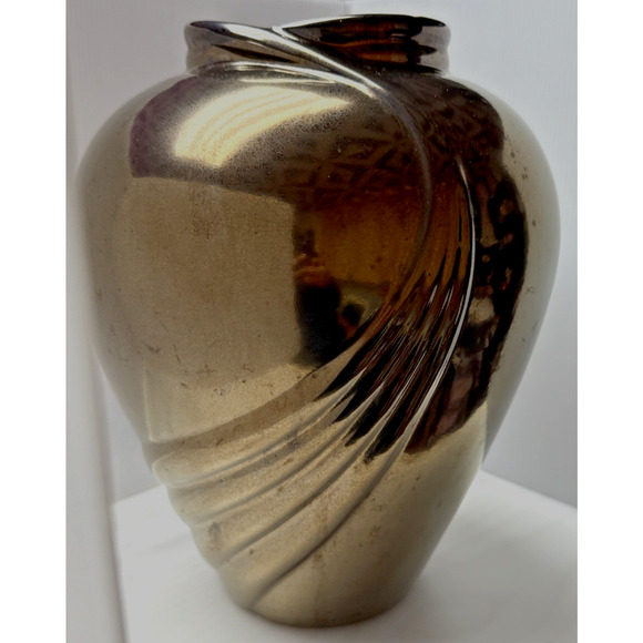 Vtg Haeger Pottery Metallic Bronze Vase Planter Pot Large Abstract Swirl 12 inch - Picture 10 of 12